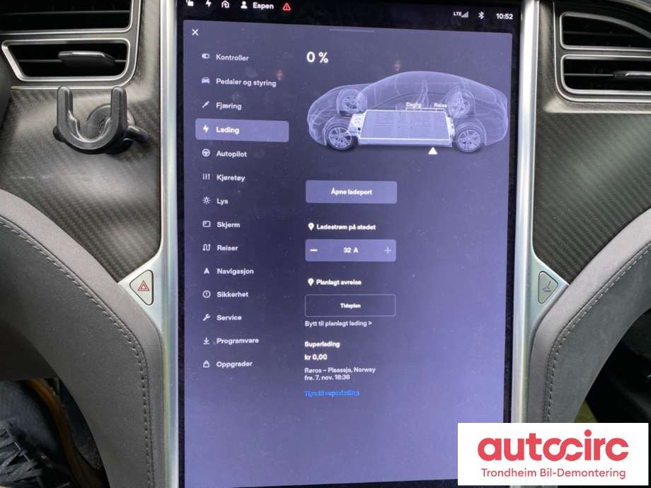 Tesla Model S 2013-2016 (Fase 1) , Motorkode: L2S, Girkassekode: TRINNLØS