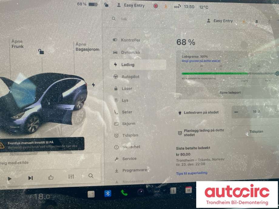 Tesla Model Y 2021-2024 (Type I) , Motorkode: 3DU, Girkassekode: TRINNLØS