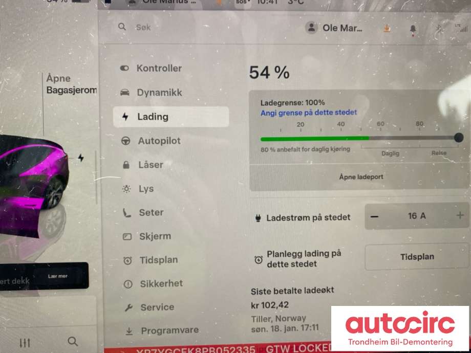 Tesla Model Y 2021-2024 (Type I) , Motorkode: 3D3|3D7, Girkassekode: TRINNLØS