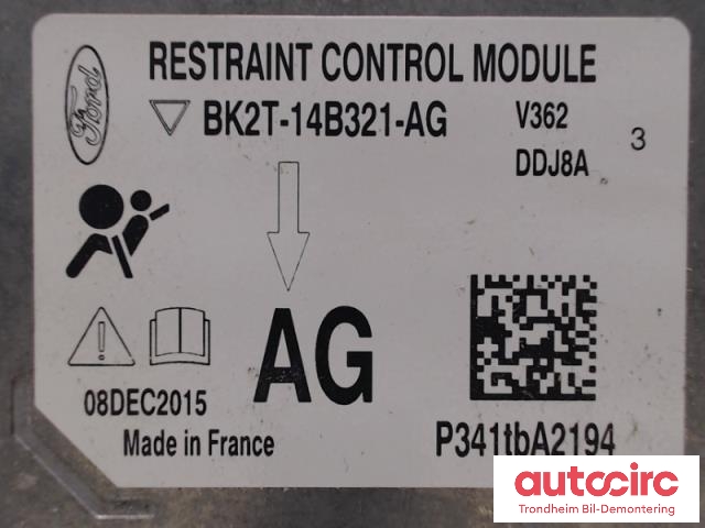 Styreenhet airbag hovedsensor til Ford Transit Custom 2013-2023 (Type I)  (BK2T-14B321-AG|1880952|)