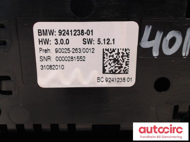 Varmeapparat betjening til BMW 5-Serie 2010-2017 (F10/F11) (F10/F11) (PREH|924123801|90025-263|61319328425)