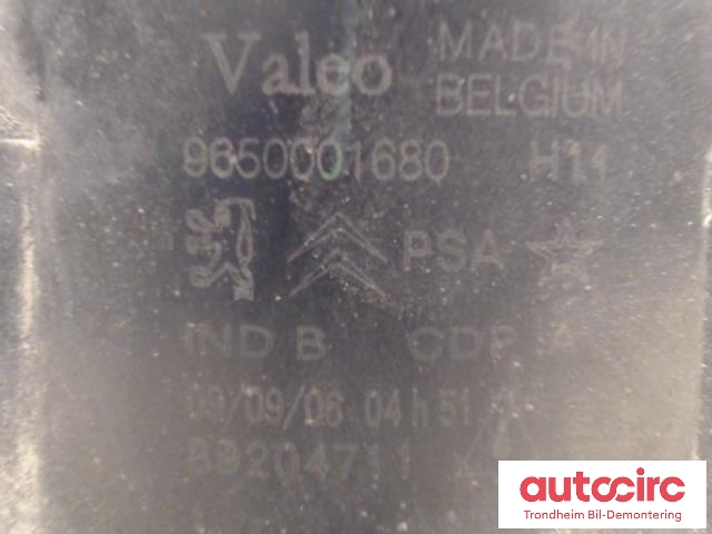 Tåkelykt høyre foran til Citroën C4, Picasso 2006-2013 (Type I)  (VALEO|9650001680|89204711|6206E1)