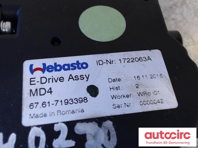 Takluke motor til BMW i3 2013-2022  (WEBASTO|67617193398|1731699B|54107361000)