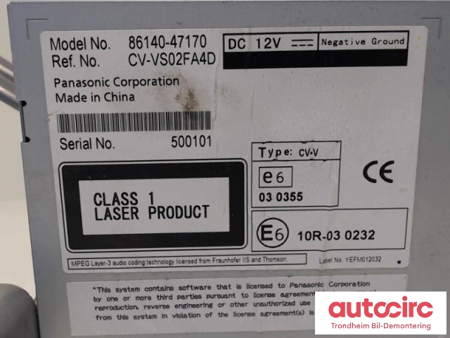 Bilstereo navigasjon til Toyota Prius +7 2012-2020 (Type III) (stasjonsvogn) (stasjonsvogn) (..|8614047170|86140-47170|CV-VS02FA4D)