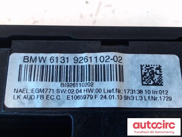 Varmeapparat betjening til BMW 3-Serie 2012-2018 (F30/F31/F34) (F30/F31/F34) (..|9287341|64119287341|64 11 9 287 341| 9261102)