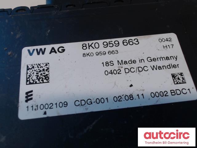 Styreenhet diverse til Audi A6 2011-2014 (Type IV, Fase 1) (C7) (C7) (..|111002109|8K0959663|8K0959663D)