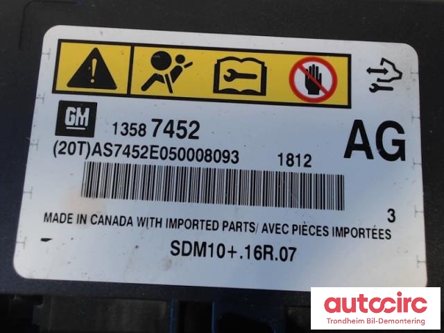 Styreenhet airbag hovedsensor til Opel Ampera 2012-2014 (Type I) (..|13585615|13589412|13587452)