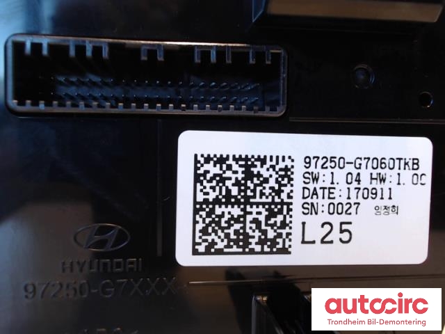 Varmeapparat betjening til Hyundai Ioniq Electric 2016-2019 (Fase 1)  (..|97250G7060TKB|97250-G7060TKB|97250-G7XXX)