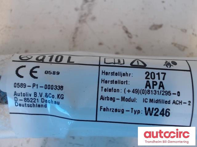 Airbag gardin venstre til Mercedes B-Klasse, electric drive 2014-2018 (W242) (W242) (..|0589P1000338|A2468600902|)