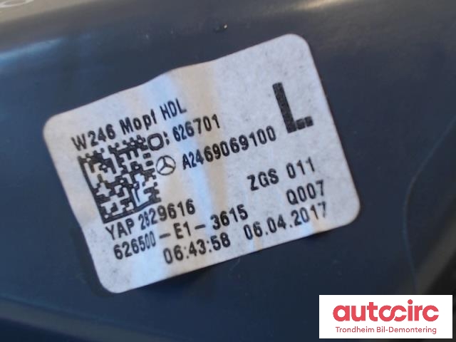 Baklykt venstre indre til Mercedes B-Klasse, electric drive 2014-2018 (W242) (W242) (REDUSERT PRIS|A2469069100|)