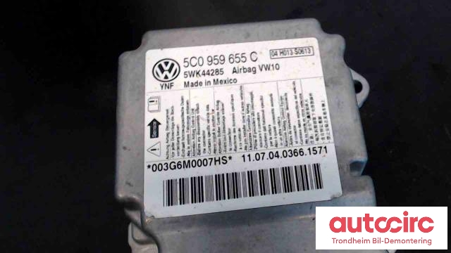 Styreenhet airbag hovedsensor til VW Jetta 2011-->> (..|5C0959655C|5C0 959 655 C|5WK44285)