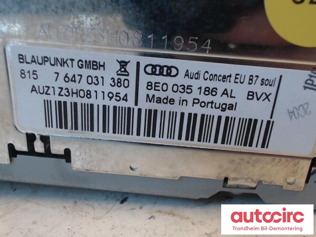 Bilstereo til Audi A4 2004-2008 (Type III) (B7) (B7) (..|8E0035186AL|8E0057185L|7647031380)