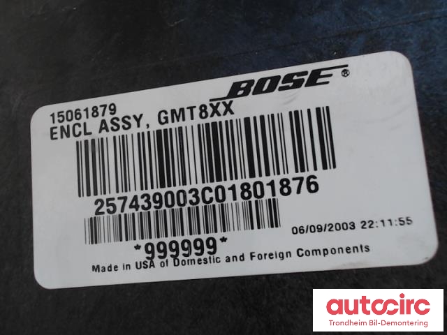 Bilstereo sub-woofer til Chevrolet Avalanche 2002-2006 (Type I)  (15061879|15061879|GMT8XX|)