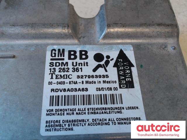 Styreenhet airbag hovedsensor til Opel Corsa D 2006-2014  (..|13262361|327963935|13379529| 13283820)