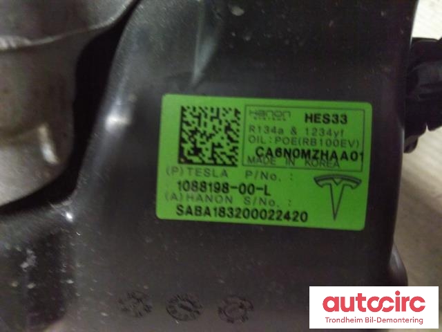 Aircondition kompressor elbil til Tesla Model 3 2018-2023 (Fase 1)  (..|1088198-00-L|)