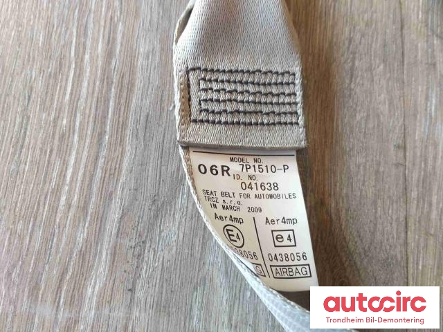 Sikkerhetsbelte foran høyre til Toyota Avensis 2009-2015 (Type III, Fase 1) (..|7321005080E0|73210-05080-E0|7P1510-P)