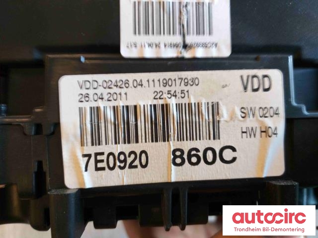 Instrumentpanel til VW Transporter / Caravelle 2009-2015 (Fase 2) (T5) (T5) (..|7E0920860CX|A2C53387822|)