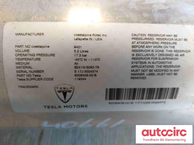 Lufttørke/regulator til Tesla Model S 2016-2021 (Fase 2)  (..|6006408-00-B|)