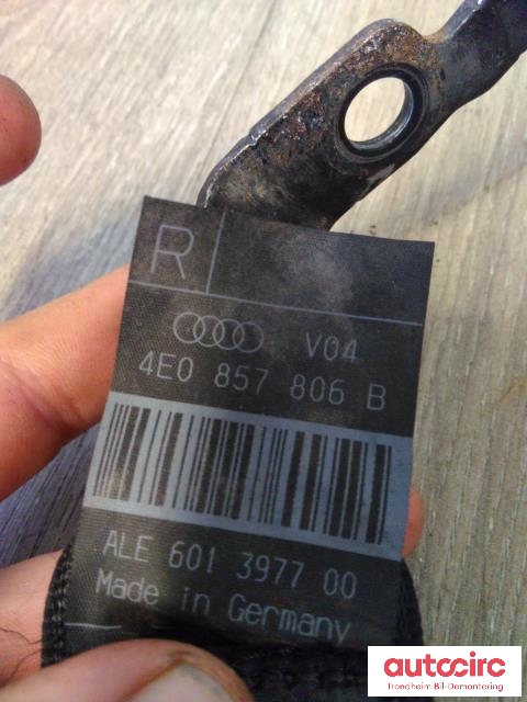 Sikkerhetsbelte bak høyre til Audi A8 2003-2010 (Type II)  (..|4E0857806B|)