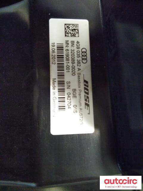Bilstereo sub-woofer til Audi A6, Allroad 2012-2014 (Type III, Fase 1) (C7) (C7) (BOSE|4G9035382A|)