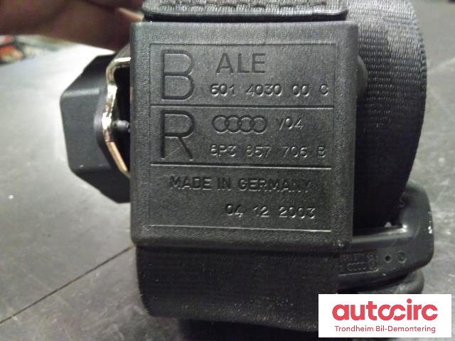 Sikkerhetsbelte foran høyre til Audi A3 2003-2008 (Type II, Fase 1) (ALE|8P3857706B|601403000C|)