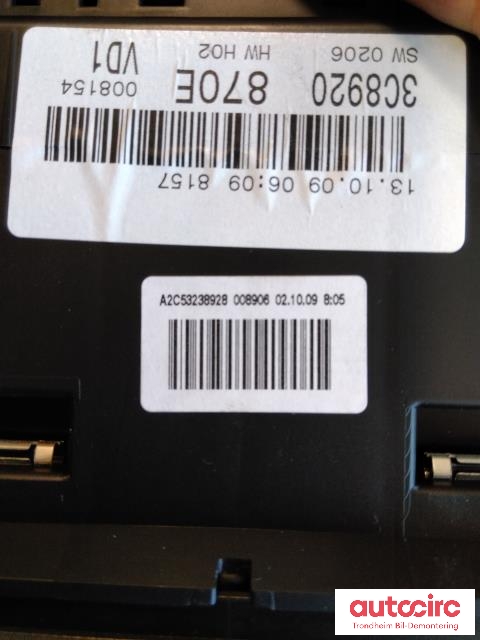 Instrumentpanel til VW CC 2008-2012 (PASSAT CC) (PASSAT CC) (..|3C8920870E|A2C53238928|3C8920870EX)