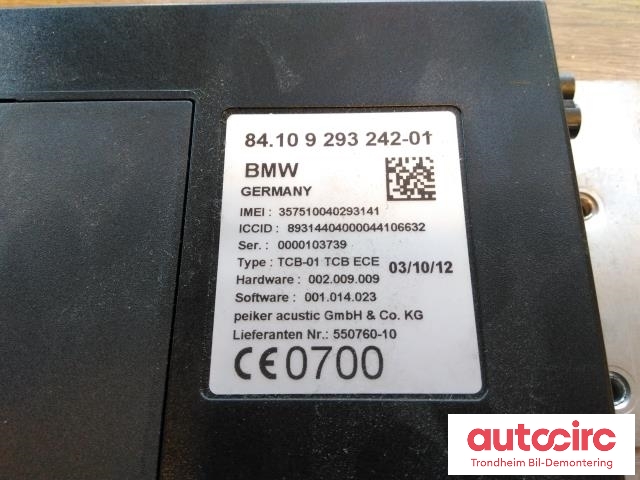 Styreenhet diverse til BMW 5-Serie 2010-2017 (F10/F11) (F10/F11) (..|9293242|84109362848|84 10 9 362 848)