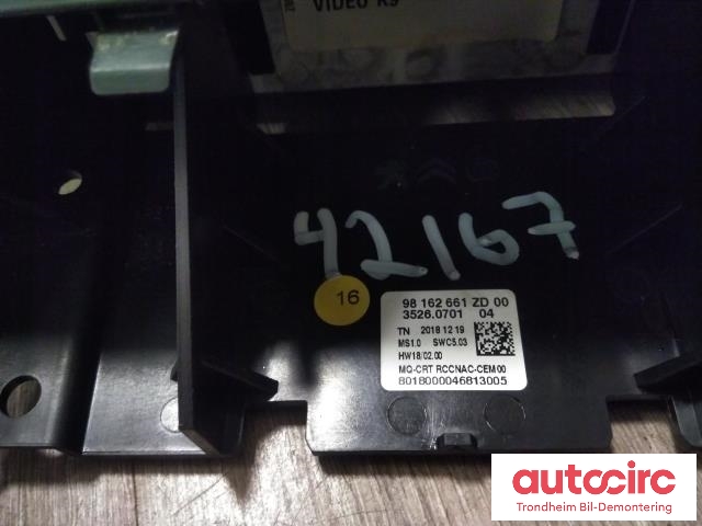 Bilstereo navigasjon skjerm til Citroën Berlingo 2019-->> (Type III)  (..|98162661ZD|98162661ZD00|3526070104)