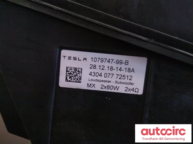 Bilstereo sub-woofer til Tesla Model 3 2018-2023 (Fase 1)  (TESLA|1079747-99-B|)