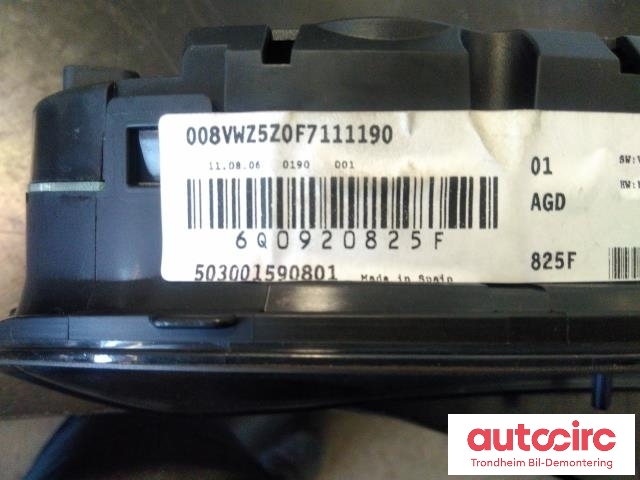 Instrumentpanel til VW Polo 2005-2009 (Type IV, Fase 2)  (MAGNETI MARELLI|6Q0920825F|555001490100|6Q0920825FX)