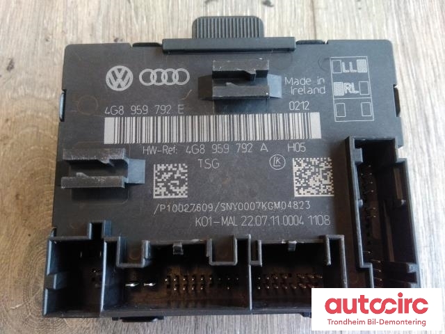 Styreenhet dør høyre foran til Audi A6 2011-2014 (Type IV, Fase 1) (C7) (C7) (..|4G8959792E|4G8959792A|4G8959792D)