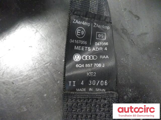 Sikkerhetsbelte foran høyre til VW Polo 2005-2009 (Type IV, Fase 2)  (..|6Q4857706J|04167056|)