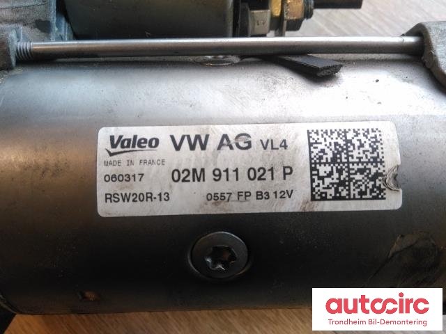 Starter diesel til Škoda Octavia 2017-2020 (Type III, Fase 2)  (VALEO|02M911021P|RSW20R-13|02M911021PX)