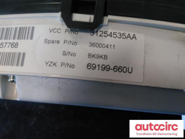 Instrumentpanel til Volvo V70 2007-2013 (Type III, Fase 1) (YAZAKI|31254535AA|36002195|)