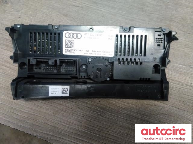 Varmeapparat betjening til Audi A4 2007-2014 (Type IV) (B8) (B8) (SIEMENS/VDO|8T1820043R|8T1820043AK|A2C53284582)
