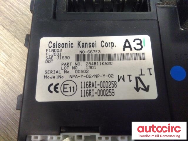 Styreenhet comfort (BCM) til Nissan Juke 2010-2014 (Fase 1)  (CALSONIC KANSEI|284B11KA2C|)