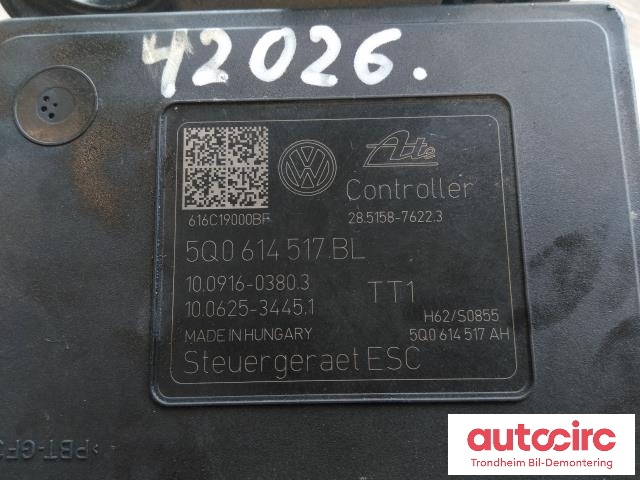 ABS sentral til VW Passat 2015-2019 (Fase 1) (B8) (B8) (ATE|5Q0614517BL|10022008294|5Q0614517DB)