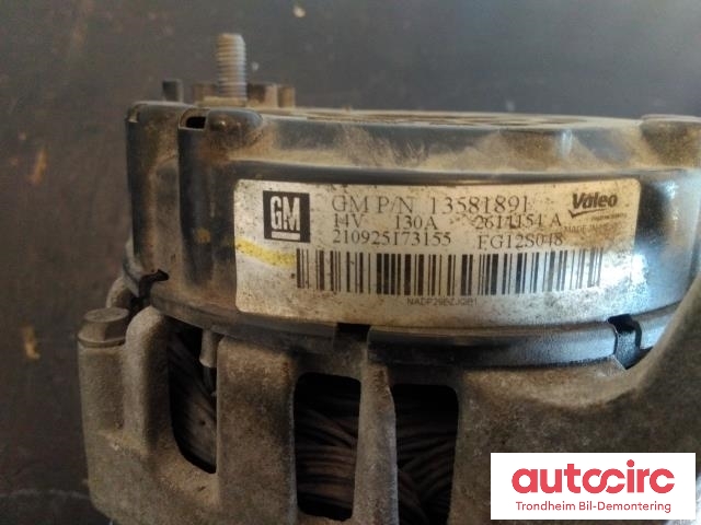 Dynamo til Opel Astra J 2010-2015  (VALEO|13581891|13597227|2614154A)