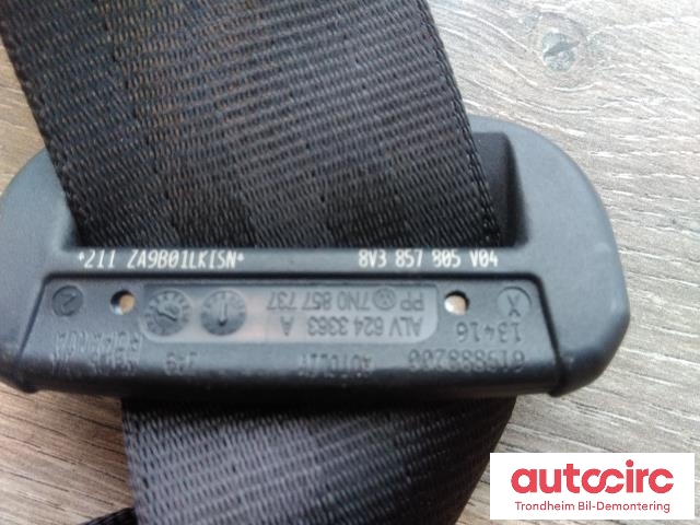 Sikkerhetsbelte bak høyre til Audi A3 2016-2020 (Type III, Fase 2) (..|8V3857805|)