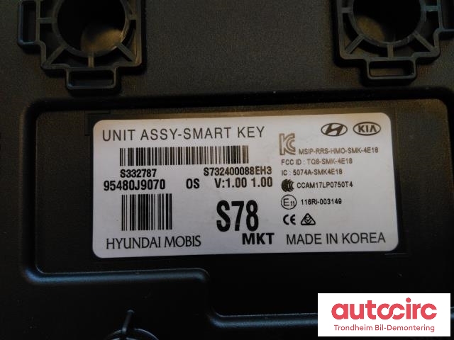 Styreenhet nøkkelfri/keyless til Hyundai Kona 2017-2021 (Type I, Fase 1)  (MOBIS|95480-J9070|95480J9070|)