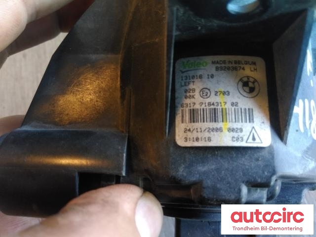 Tåkelykt venstre foran til BMW X5 2007-2013 (E70) (E70) (VALEO|7184317|63177184317|89203674)