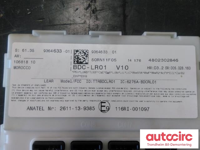 Styreenhet comfort (BCM) til BMW i3 2013-2022  (ANATEL|9364633|2611139385|61355A402E6)