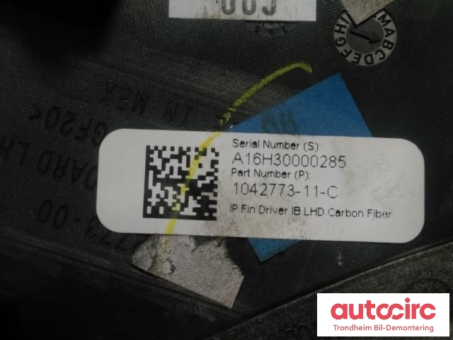 Dashbord friskluftdyse til Tesla Model X 2016-->>  (..|1042773-11-C|1042772-11-C|1042774-11-C)