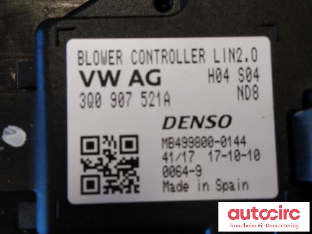 Varmeapparat motstand til VW Passat 2015-2019 (Fase 1) (B8) (B8) (DENSO|3Q0907521A|MB499800-0144|)