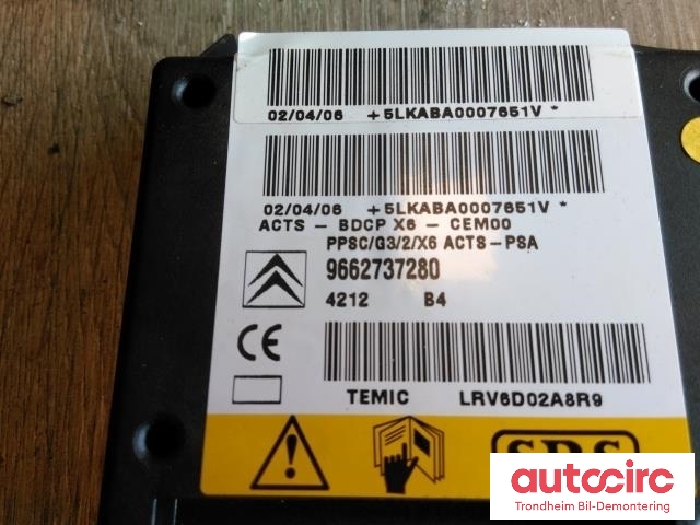 Styreenhet airbag hovedsensor til Citroën C6 2006-2008 (..|9662737280|8216QZ|)