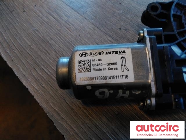 Ruteheis, kun motor, høyre bak til Hyundai Ioniq Electric 2016-2019 (Fase 1)  (INTEVA|83460G2000|83460-G2000|)