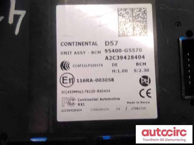 Styreenhet comfort (BCM) til Kia Niro 2016-2021  (CONTINENTAL|95400G5570|A2C39428404|)