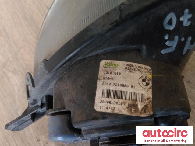 Tåkelykt høyre foran til BMW 5-Serie 2010-2017 (F10/F11) (F10/F11) (VALEO|7216886|63177216886|89206701)