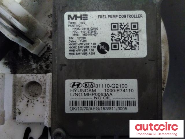 Bensinpumpe elektrisk til Kia Niro 2016-2021  (MHE|31110G2100|31114G2100|31120G2100)