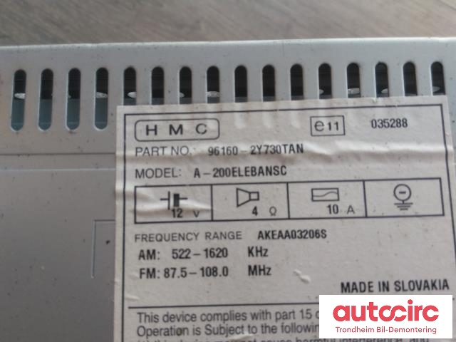 Bilstereo til Hyundai Ix35 2010-2015 (..|961602Y730TAN|96160-2Y730TAN|A-200ELEBANSC)